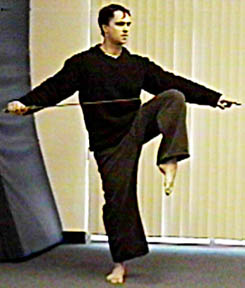 Head Instructor Daniel Carr demonstrates Kung Fu
	  Straight Sword